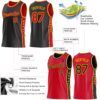 Custom Reversible Black Red-Gold Double Side Star Sublimation Basketball Suit Jersey