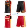 Custom Reversible Black Gold-Red Double Side Star Sublimation Basketball Suit Jersey