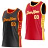 Custom Reversible Black Gold-Red Double Side Star Sublimation Basketball Suit Jersey