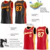 Custom Reversible Black Gold-Red Double Side Star Sublimation Basketball Suit Jersey