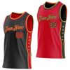 Custom Reversible Black Red-Old Gold Double Side Star Sublimation Basketball Suit Jersey