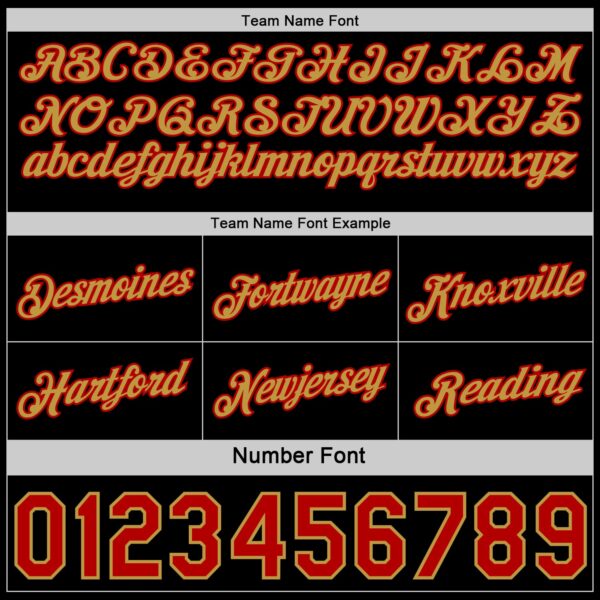 Custom Reversible Black Red-Old Gold Double Side Star Sublimation Basketball Suit Jersey