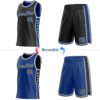 Custom Reversible Black Royal-White Double Side Star Sublimation Basketball Suit Jersey
