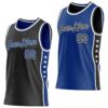 Custom Reversible Black Royal-White Double Side Star Sublimation Basketball Suit Jersey