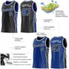 Custom Reversible Black Royal-White Double Side Star Sublimation Basketball Suit Jersey