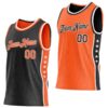 Custom Reversible Black Orange-White Double Side Star Sublimation Basketball Suit Jersey