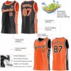 Custom Reversible Black Orange-White Double Side Star Sublimation Basketball Suit Jersey