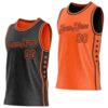 Custom Reversible Black Orange Double Side Star Sublimation Basketball Suit Jersey