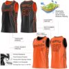 Custom Reversible Black Orange Double Side Star Sublimation Basketball Suit Jersey