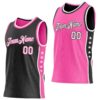 Custom Reversible Black White-Pink Double Side Star Sublimation Basketball Suit Jersey