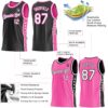 Custom Reversible Black White-Pink Double Side Star Sublimation Basketball Suit Jersey