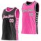 Custom Reversible Black White-Pink Double Side Star Sublimation Basketball Suit Jersey