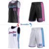 Custom Reversible Black Pink-Sky Blue Double Side Star Sublimation Basketball Suit Jersey