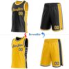 Custom Reversible Black Gold-White Double Side Star Sublimation Basketball Suit Jersey