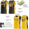 Custom Reversible Black Gold-White Double Side Star Sublimation Basketball Suit Jersey