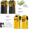 Custom Reversible Black Gold Double Side Star Sublimation Basketball Suit Jersey