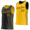 Custom Reversible Black Gold Double Side Star Sublimation Basketball Suit Jersey