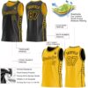 Custom Reversible Black Gold Double Side Star Sublimation Basketball Suit Jersey
