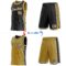 Custom Reversible Black Old Gold-White Double Side Star Sublimation Basketball Suit Jersey