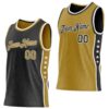 Custom Reversible Black Old Gold-White Double Side Star Sublimation Basketball Suit Jersey