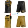 Custom Reversible Black Old Gold Double Side Star Sublimation Basketball Suit Jersey
