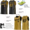 Custom Reversible Black Old Gold Double Side Star Sublimation Basketball Suit Jersey