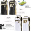 Custom Reversible Black White-Old Gold Double Side Star Sublimation Basketball Suit Jersey