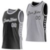 Custom Reversible Black Gray-White Double Side Star Sublimation Basketball Suit Jersey