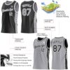 Custom Reversible Black Gray-White Double Side Star Sublimation Basketball Suit Jersey