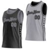 Custom Reversible Black Gray Double Side Star Sublimation Basketball Suit Jersey