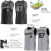 Custom Reversible Black Gray Double Side Star Sublimation Basketball Suit Jersey