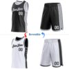 Custom Reversible Black White-Gray Double Side Star Sublimation Basketball Suit Jersey