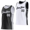 Custom Reversible Black White-Gray Double Side Star Sublimation Basketball Suit Jersey