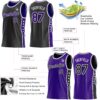 Custom Reversible Black Purple-White Double Side Star Sublimation Basketball Suit Jersey