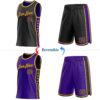 Custom Reversible Black Purple-Gold Double Side Star Sublimation Basketball Suit Jersey
