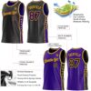 Custom Reversible Black Purple-Gold Double Side Star Sublimation Basketball Suit Jersey