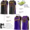 Custom Reversible Black Purple-Gold Double Side Star Sublimation Basketball Suit Jersey