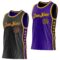 Custom Reversible Black Purple-Gold Double Side Star Sublimation Basketball Suit Jersey