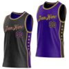 Custom Reversible Black Purple-Old Gold Double Side Star Sublimation Basketball Suit Jersey