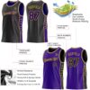 Custom Reversible Black Purple-Old Gold Double Side Star Sublimation Basketball Suit Jersey