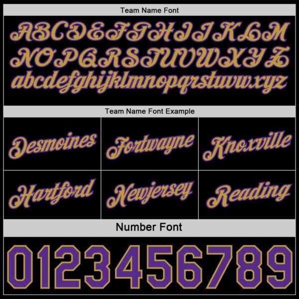 Custom Reversible Black Purple-Old Gold Double Side Star Sublimation Basketball Suit Jersey