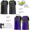 Custom Reversible Black Purple-Neon Green Double Side Star Sublimation Basketball Suit Jersey