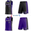 Custom Reversible Black Purple-Gray Double Side Star Sublimation Basketball Suit Jersey