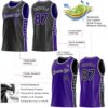 Custom Reversible Black Purple-Gray Double Side Star Sublimation Basketball Suit Jersey