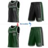 Custom Reversible Black Green-White Double Side Star Sublimation Basketball Suit Jersey