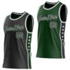 Custom Reversible Black Green-White Double Side Star Sublimation Basketball Suit Jersey