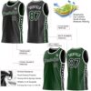 Custom Reversible Black Green-White Double Side Star Sublimation Basketball Suit Jersey