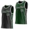 Custom Reversible Black Green-White Double Side Star Sublimation Basketball Suit Jersey