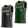 Custom Reversible Black Cream-Green Double Side Star Sublimation Basketball Suit Jersey