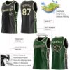 Custom Reversible Black Cream-Green Double Side Star Sublimation Basketball Suit Jersey